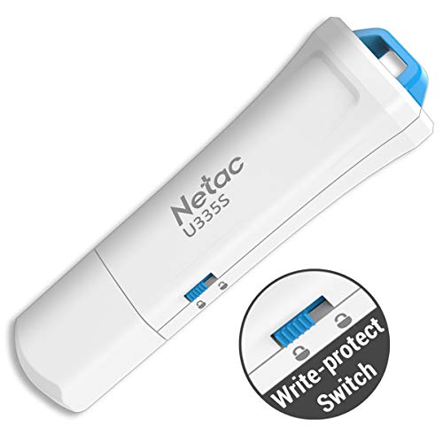 Physical Write Protected Switch USB Flash Drive - 32GB Netac U335S USB 3.0 Hardware Lock Secure Thumb Drive Pen Memory Stick