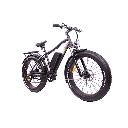 Breeze Mens Electric Bike for Hunting. 750 w Motor, Fat Tire EBike. Ride in All Weather. Up to 50 Mile on Single Charge. Rear Rack for Hauling Gear. 7 Speed, Front Headlight. Pedal Assist & Throttle