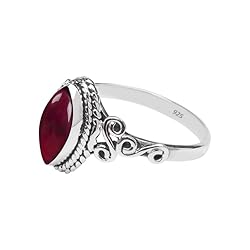 Rubicrafts Garnet Stone Ring 925 Sterling Silver