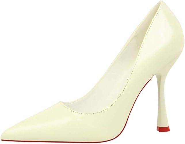 Amazon Melady レディース パンプス ピンヒール オフィス 靴 ポインテッドトゥ イブニング 披露宴 ヒール ビジネスシューズ White Size 40 パンプス