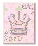 The Kids Room by Stupell Crown with Fleur de Lis on Pink Background Rectangle Wall Plaque