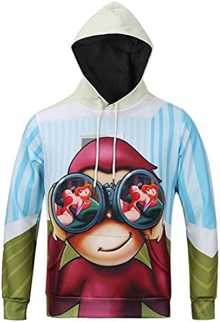 Ffox Men's Cute Cartoon Printed Hedging Hoodies Sweatshirts