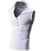 Ohoo Mens Slim Fit Hooded Sleeveless Hoodie Henley Button Ribbed Tank Top