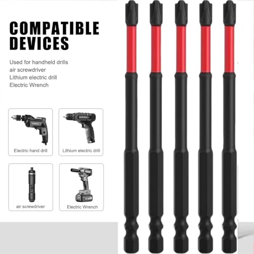 FPH2 Impact Screwdriver Bit Set – S2 Steel 65mm & 110mm Slotted Heads, 1/4 Inch Hex Shank, Magnetic CNC-Machined Tips For Electricians