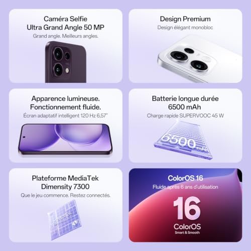 Reno16 F 5G Smartphone 8+256GB 6500mAh 120Hz 50MP, Pop White
