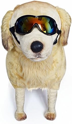 Anti uv Double-layer Lens in one dog sunglasses medium wind proof large puppy goggle fog proof dog eyewear protection scratch proof safety glasses waterproof sunglass case (Black)