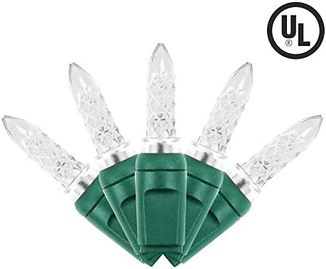 Holiday M5 Faceted LED Christmas Tree Lights Connectable Plug,17 Ft 50 Led Outdoor String Lights Warm White for Home Decoration by MAXINDA