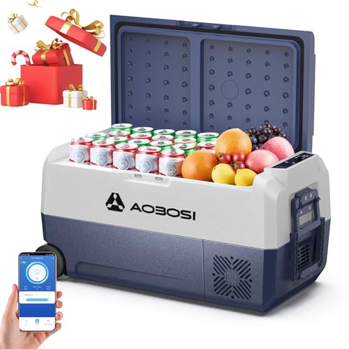 AAOBOSI Kompressor Kühlbox 36L, kühlbox Auto 12v 230v mit APP-Steuerung, -20℃ bis 20℃ Camping kühlschrank, für Wohnmobil, Boot, Autoreisen