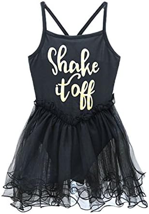 Minlovely Kids Girls Ballet Tutu Leotard Bodysuit Dance Braces Skirts (4/5T, Black)