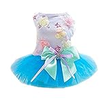 Boomboom Adorable Dog Dress Clothes Grid Skirt for Small Medium Pet Dog (M, Blue)