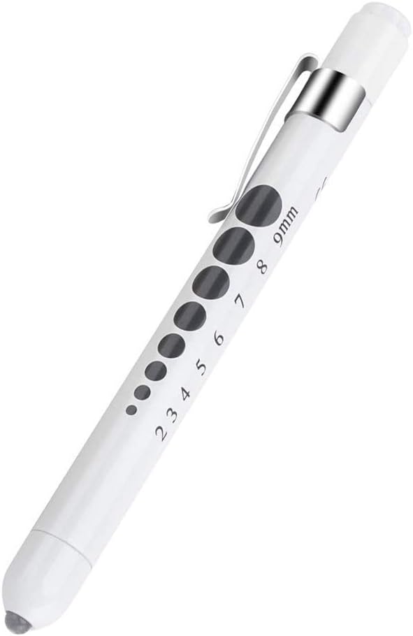 SOONORY Pen Light with Pupil Gauge LED Penlight for Nurses Doctors, Reusable Medical Penlight with Batteries for Nursing Students (White and Warm Light)
