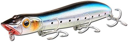 Kingdomfishing Surface Topwater Popper 3D Eye Hard Fishing Lures 110mm 12.6g(opprox.4-1/3inches,3/7OZ) 125mm 17.8g(opprox.5inches,3/5OZ) (Sardine, 4-1/3" 3/7OZ)