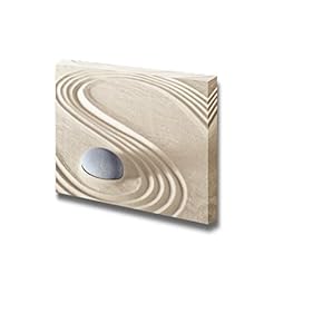 Canvas Prints Wall Art - Harmony Relaxation Meditation Wellness Background and Purity Stone Stack in Sand Pattern - 12" x 18"