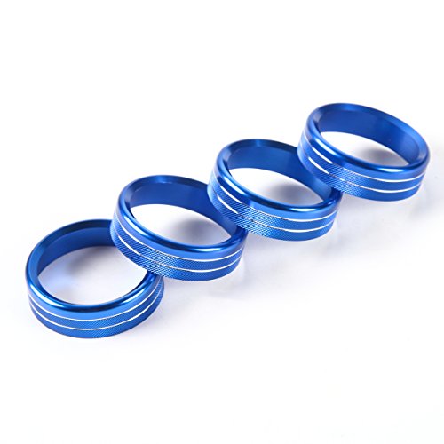 Thenice 6pcs Aluminum Alloy Air Conditioner & Audio & Trailer & 4x4 Switch Knob Ring Console Button Cover Trim Bezel for Ford F150 XLT 2016 2017(Blue) - Thumbnail 3