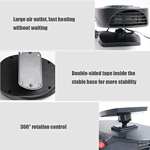 12V Car Heater Mini Portable Electric Car Heater,150W Quiet Plug in Ceramic Instant Heating Auto Window Demister Heater Fan Multifunction Car Auto Vehicle Heating Cooling Fan - Thumbnail 4