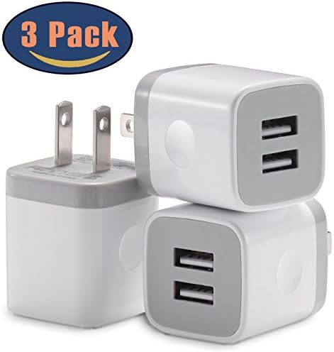USB Wall Charger, Power Adapter STELECH 3-Pack (2.1Amp) Dual Port USB Charger Plug Box for iPhone X, 8, 8 Plus, 7, 7 Plus, 6, 6 Plus, 6S, 5S, iPad, iPod (White)