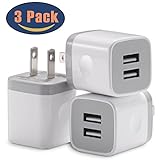 USB Wall Charger, Power Adapter STELECH 3-Pack (2.1Amp) Dual Port USB Charger Plug Box for iPhone X, 8, 8 Plus, 7, 7 Plus, 6, 6 Plus, 6S, 5S, iPad, iPod (White)