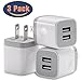 USB Wall Charger, Power Adapter STELECH 3-Pack (2.1Amp) Dual Port USB Charger Plug Box for iPhone X, 8, 8 Plus, 7, 7 Plus, 6, 6 Plus, 6S, 5S, iPad, iPod (White)