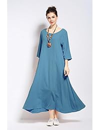 Vestido de manga tres cuartos de algodón para primavera, verano, talla grande