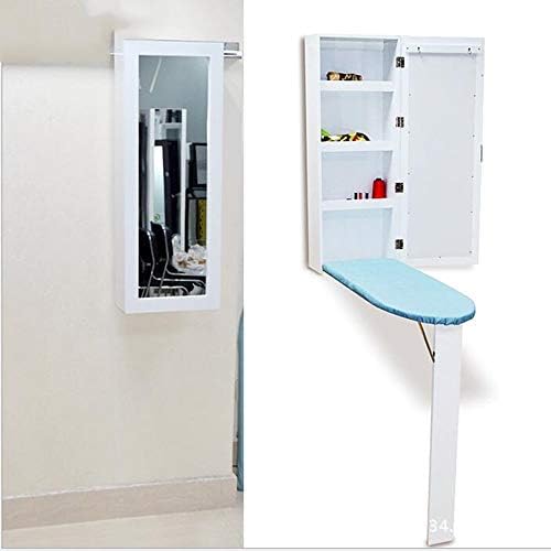 Jazi Home/Furniture Decoration Wall Mount in-Wall Ironing Board Folding Ironing Board Wardrobe Type Storage Hot Closet Ironing Board Small Size Ironing Station W35.5*D17.5*H95Cm Drop-Leaf Table,Whit