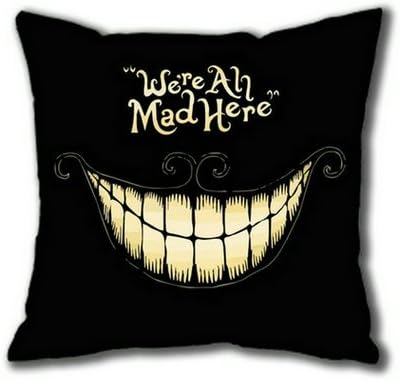 Sakuraelieechyan We're All Mad Here Cotton Square Pillow Case by Popular Pillowcases
