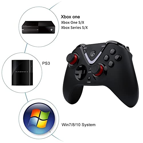 ROTOMOON Wireless Game Controller with LED Lighting Compatible with Xbox One S/X, Xbox Series S/X Gaming Gamepad, Remote Joypad with 2.4G Wireless Adapter, Rechargeable Battery