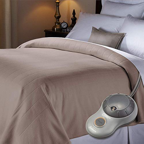 Sunbeam Quilted Fleece Electric Heated Blanket Full Size - Mushroom - Thumbnail 4