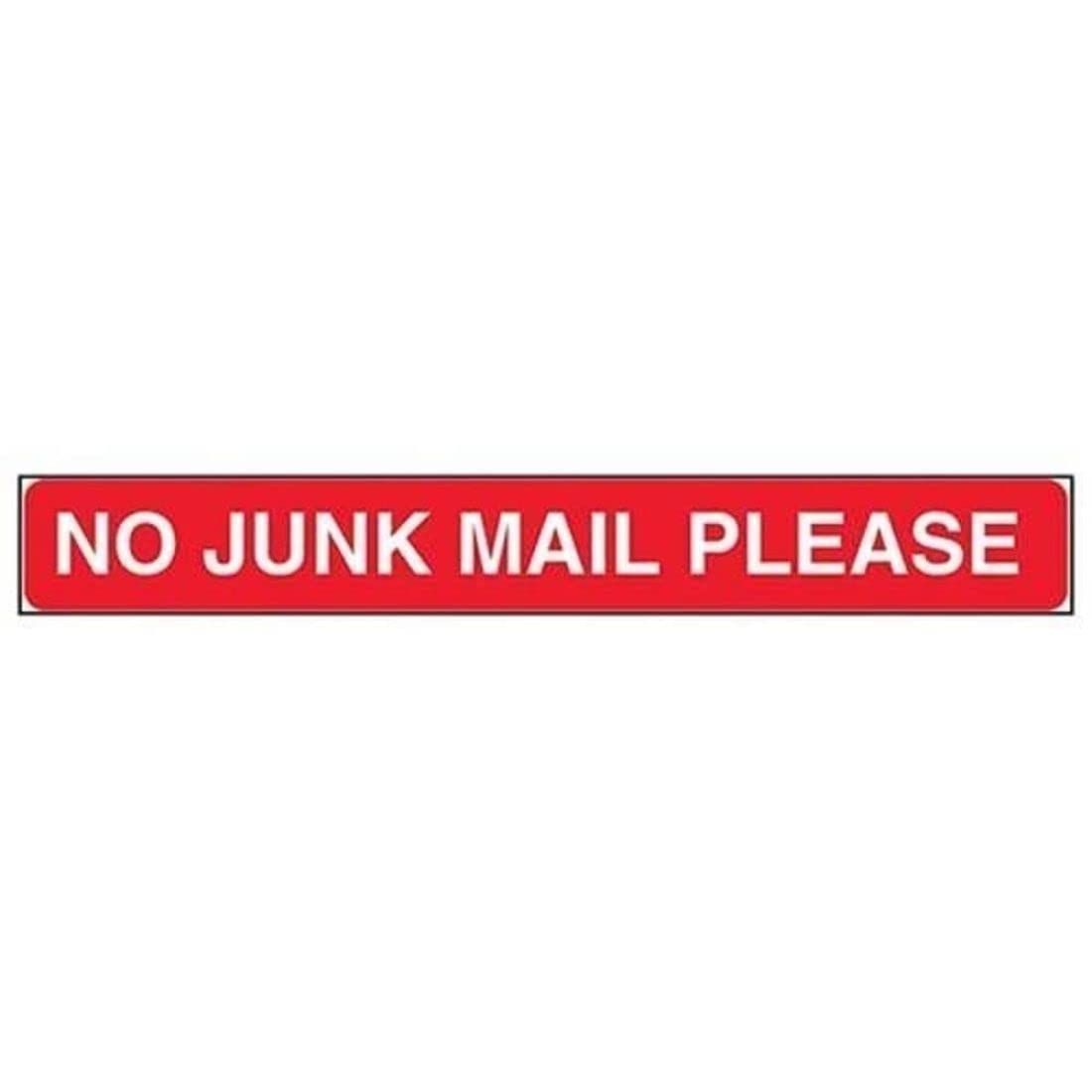 VSafety No Junk Mail Please, Letter Box Sticker Sign - 243mm x 32mm - Self Adhesive Vinyl
