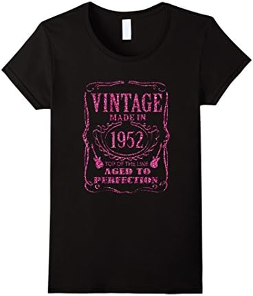 Women's Vintage Made In 1952 Pink 65th Birthday Gift Idea T Shirt Large Black