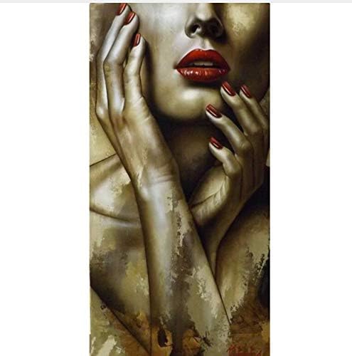 XIGZI 5D Diy Diamond Painting Red Lips Woman Full Round Drill Embroidery Cross Stitch Mosaic Home Decor Gift Art 50X70 Cm Frameless