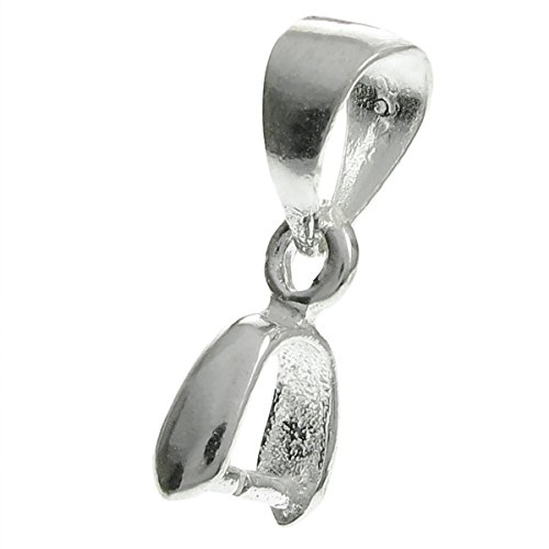 2 pcs .925 Sterling Silver Plain Bail Pendant Clasp Pinch Charm Connector Slide / Findings / Bright