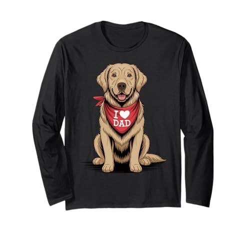 I Love Dad Golden Retriever Lover Dog Father's Day Long Sleeve T-Shirt