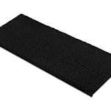 MAYSHINE Non-Slip Bathroom Rugs Shag Shower Mat Machine-Washable Bath Mats Runner with Water Absorbent Soft Microfibers - 27.5x47 Inches Black