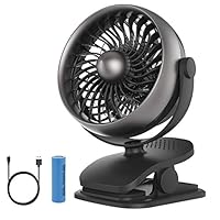 Battery Operated Clip on Mini Desk Fan, Portable Cooling USB Rechargeable 2200mAh High Capacity Stroller Fan, Whisper Quiet 360° Rotation Adjustable Speed Personal Fan for Office Outdoor