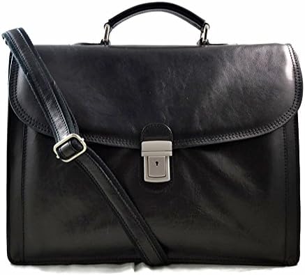 Leather briefcase office bag men women bag business leather bag shoulder bag messenger document bag leather handbag black