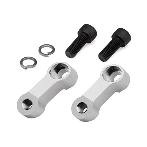Black Path - Fits Kawasaki Mirror Extenders Vulcan 500 + 750 + 800 + 900 + 1500 + 1600 + 1700 + 2000 10mm Threaded Mirrors Motorcycle Risers 1.5" Up + 2" Out (Silver) T6 Billet