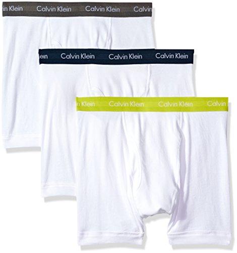 Calvin Klein Men's Underwear Cotton Classics 4 Pack Boxer Briefs, White/Grey Sky/Rebel/Intuition, Large
