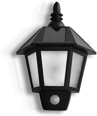 MeiHui 4 LED Vintage Semi Hexagon Solar lamp Infrared Motion Sensor Waterproof Outdoor Lighting Solar Charged Powered Wall Mount White Light with PIR Sensor