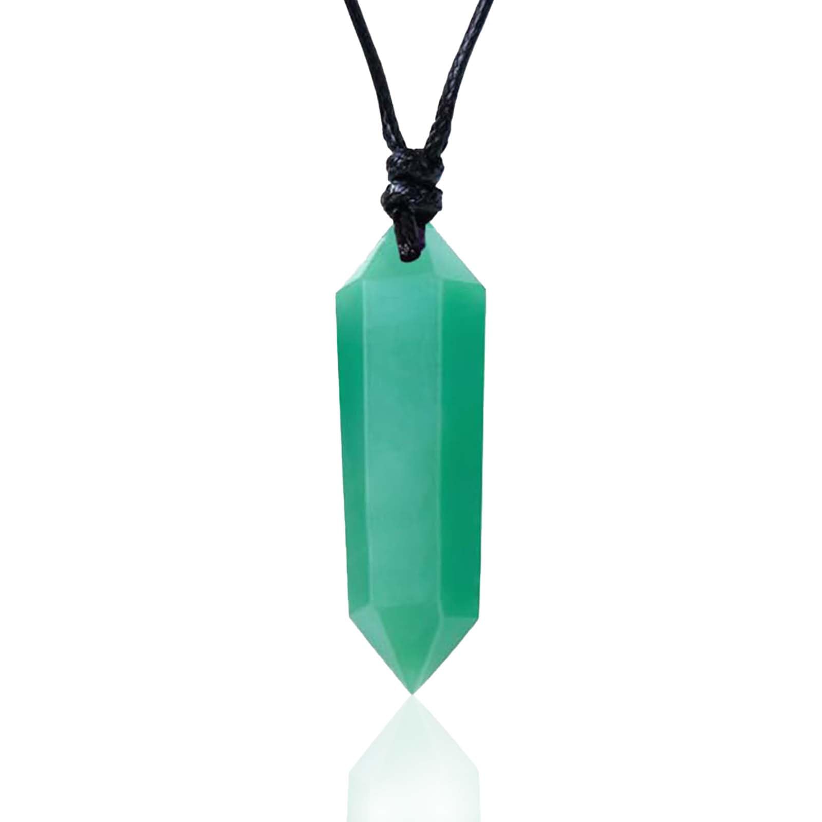 RJINGSHI Natural Green Aventurine Double Pointed Crystal Handmade Woven Healing Crystal Polished Gemstone Reiki Energy Stone Men and Women Gift