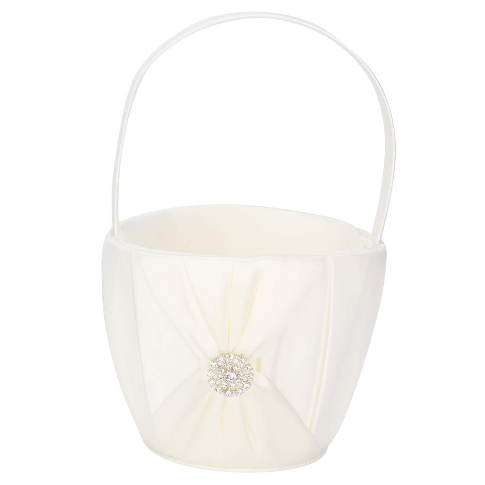 Raguso Flower Basket Wedding Flower Basket for Flower Girl(Ivory)