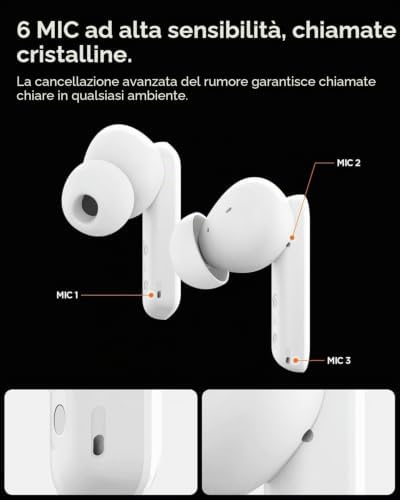 Audio Cuffie Bluetooth SA-TW P20, Auricolari Bluetooth 5.2 Wireless con Fino a 30 ore di Autonomia, Resistenza acqua IPX5, Cuffie Gaming USB-C Wireless 3 modalità Cancellazione Rumore - Nero