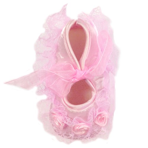 Wrapables Floral and Lace Keepsake Shoes and Headband Set, Size 12, Pink