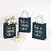 LaRibbons Medium Size Gift Bags - Gold Foil Thanks for celebrating with us Navy Paper Bags with Handles for Wedding, Birthday, Baby Shower, Party Favors - 25 Pack - 8