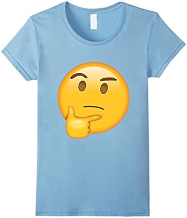 Women's Emoji Thinking Cute Pondering Wonder Smiley Premium T Shirt Small Baby Blue