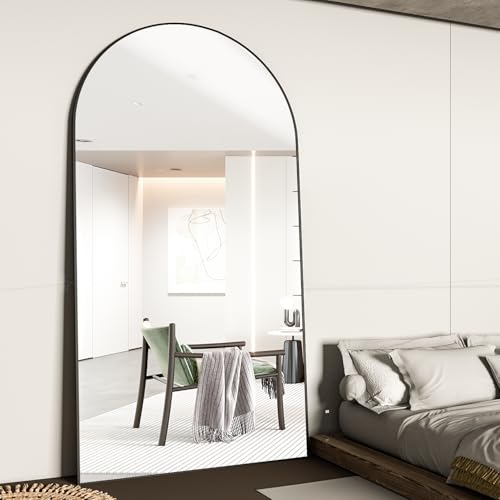 CASSILANDO Bogen-Ganzkörperspiegel, 198x96cm Bodenspiegel, Bodenspiegel Freistehender Ganzkörperspiegel mit Ständer für Schlafzimmer, Hängender montie