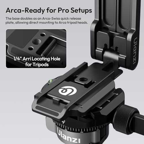 ULANZI Magnetic Phone Tripod for iPhone, MA38 Portable Phone Holder Mini Tripod for Magsafe with Double-Sided Strong Magnetic 1/4'' Arri Locating Hole Foldable Hook for iPhone 16 15 14 13 12, Black