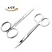 SKEMIX 2ct Curved and Rounded Facial Hair Scissors (Made of Stainless Steel) - Safety Use for Eyebrows, Eyelashes, Nose hair, Ear hair, moustache and beard (round + curved)