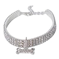 Toporchid Exquisite Bling Crystal Dog Collar Puppy Pet Shiny Necklace Collar Collars(white,S)