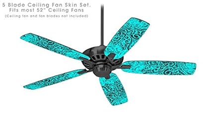 Folder Doodles Neon Teal Ceiling Fan Skin Kit Fits Most 52 Inch