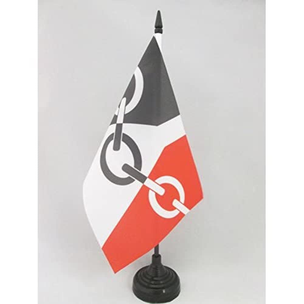 AZ FLAG Black country Table Flag 5'' x 8'' - Black country Office Decoration 100% Polyester 21 x 14 cm - Mini Desk Flag with Pole and Black Plastic Base